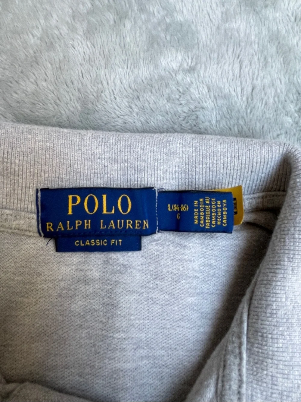 Polo Ralph Lauren kids Big Pony Cotton Mesh shirt gray preppy Classic luxury L